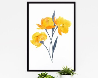 Yellow Flowers 2 Watercolor Flower Art Printable - Instant Download Print - 12 Files Included