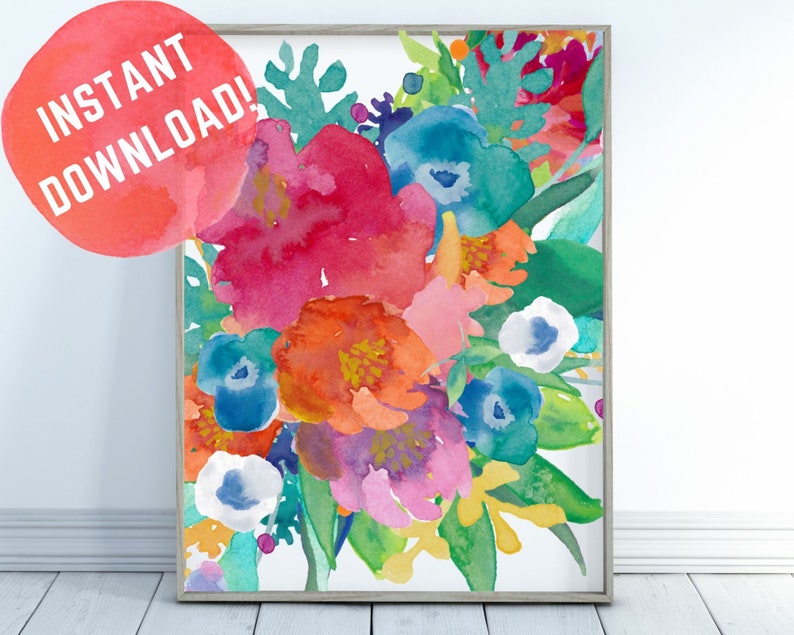 Watercolor Flowers Printable Wall Art - Gorgeous Instant Download Art ...