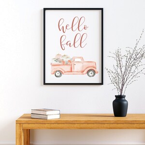 Hello Fall Pickup Truck Filled with Pumpkins Printable Digital Download Fall Wall Art 12 Files Included image 5