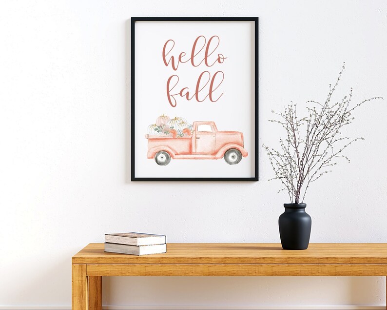 Hello Fall Pickup Truck Filled with Pumpkins Printable Digital Download Fall Wall Art 12 Files Included image 5