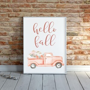 Hello Fall Pickup Truck Filled with Pumpkins Printable Digital Download Fall Wall Art 12 Files Included image 3