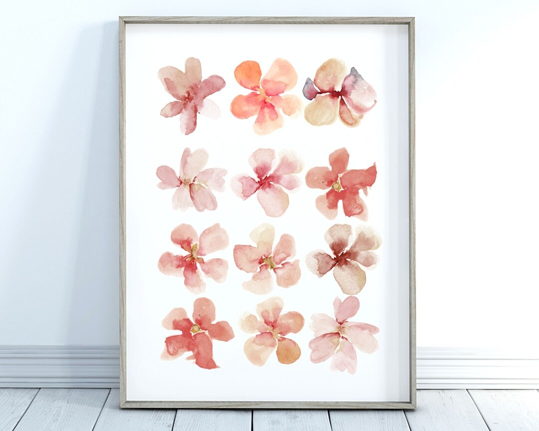 Blush Pink Flower Wall Art Floral Wall Decor Printable Wall Etsy