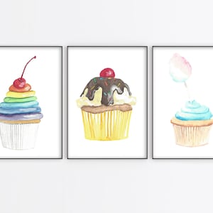 Set of 3 Cupcakes Instant Download Printable Art - Instant Gallery Wall - 36 Total Files Included