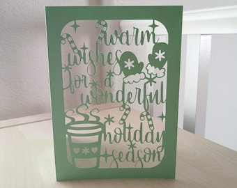SVG Cut File Warm Wishes Holiday Card