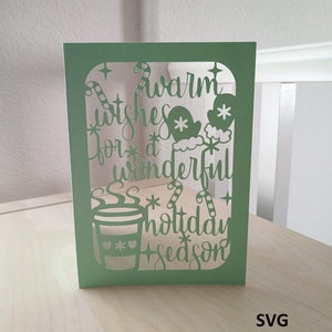 SVG gesneden bestand warme wensen kerstkaart