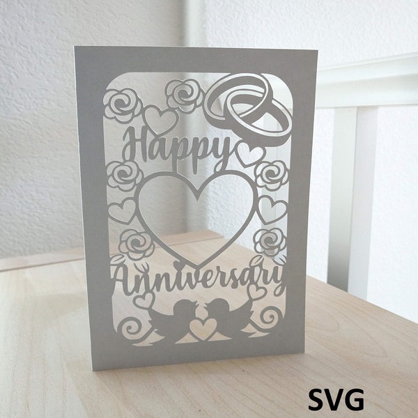 Customizable Milestone Year Wedding Anniversary Card, SVG Cut File