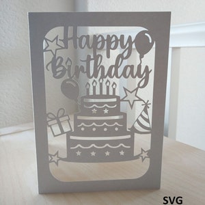 Cartão de aniversário personalizado, arquivo de corte SVG