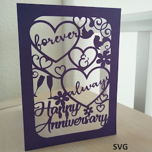 Biglietto di anniversario di matrimonio con file di taglio SVG, per sempre e per sempre
