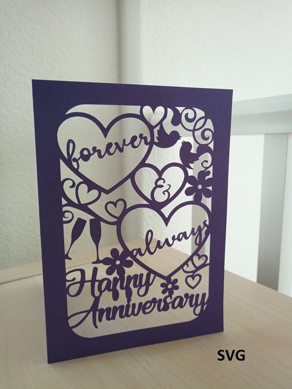 Download Svg Cut File Wedding Anniversary Card Forever And Always Etsy