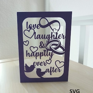 SVG coupe fichier carte de mariage, heureusement pour toujours