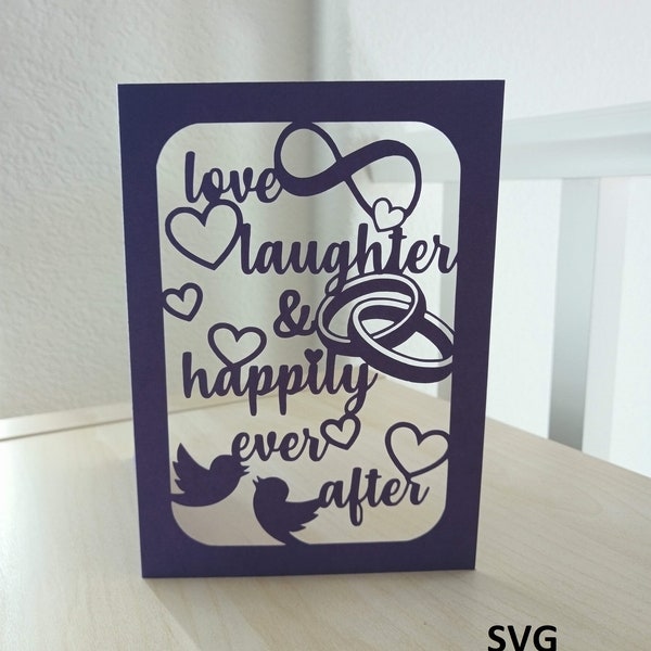 SVG Cut File Wedding Card, Happily Ever After