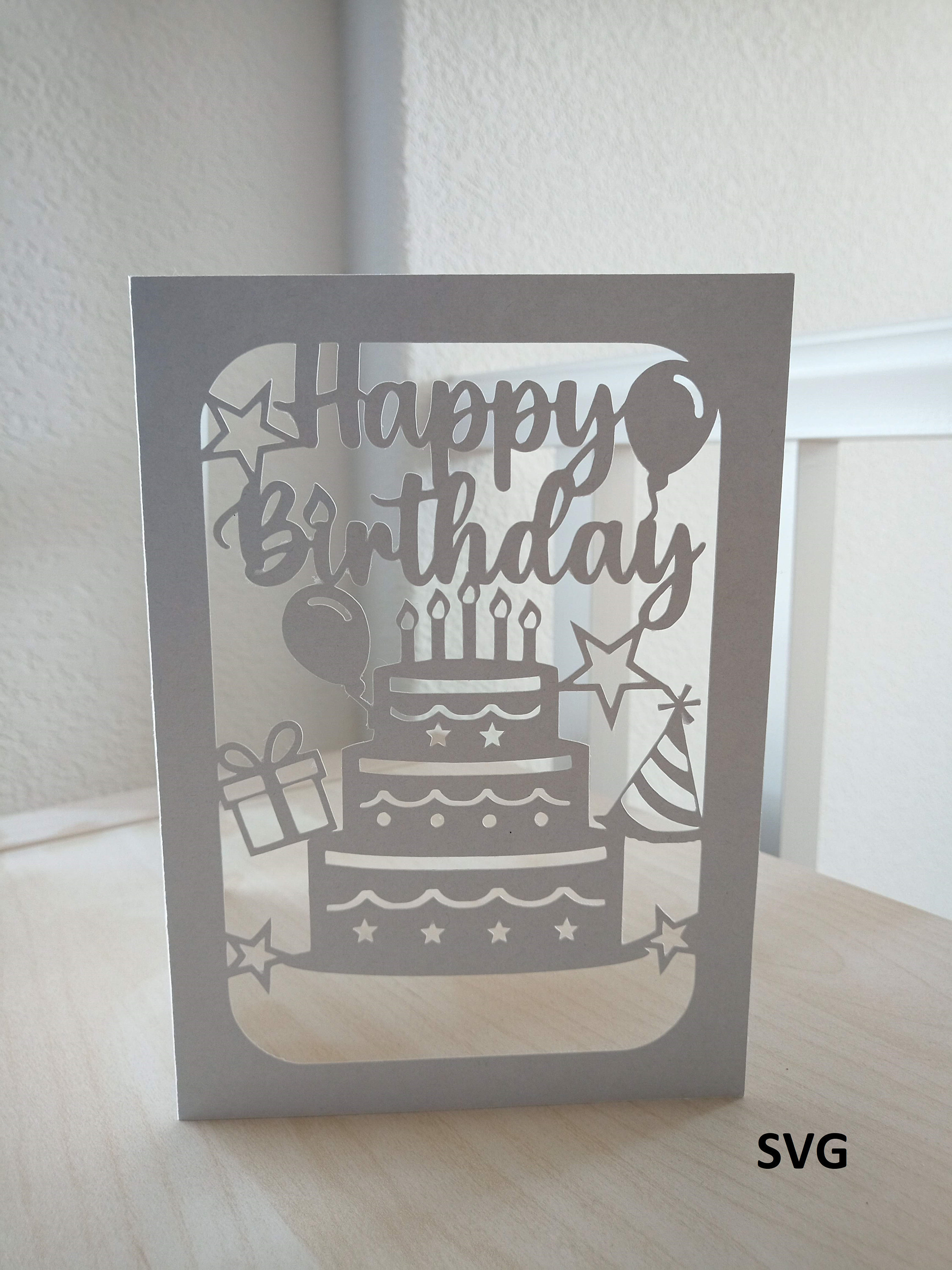 Personalized Birthday Card SVG Cut File | Etsy