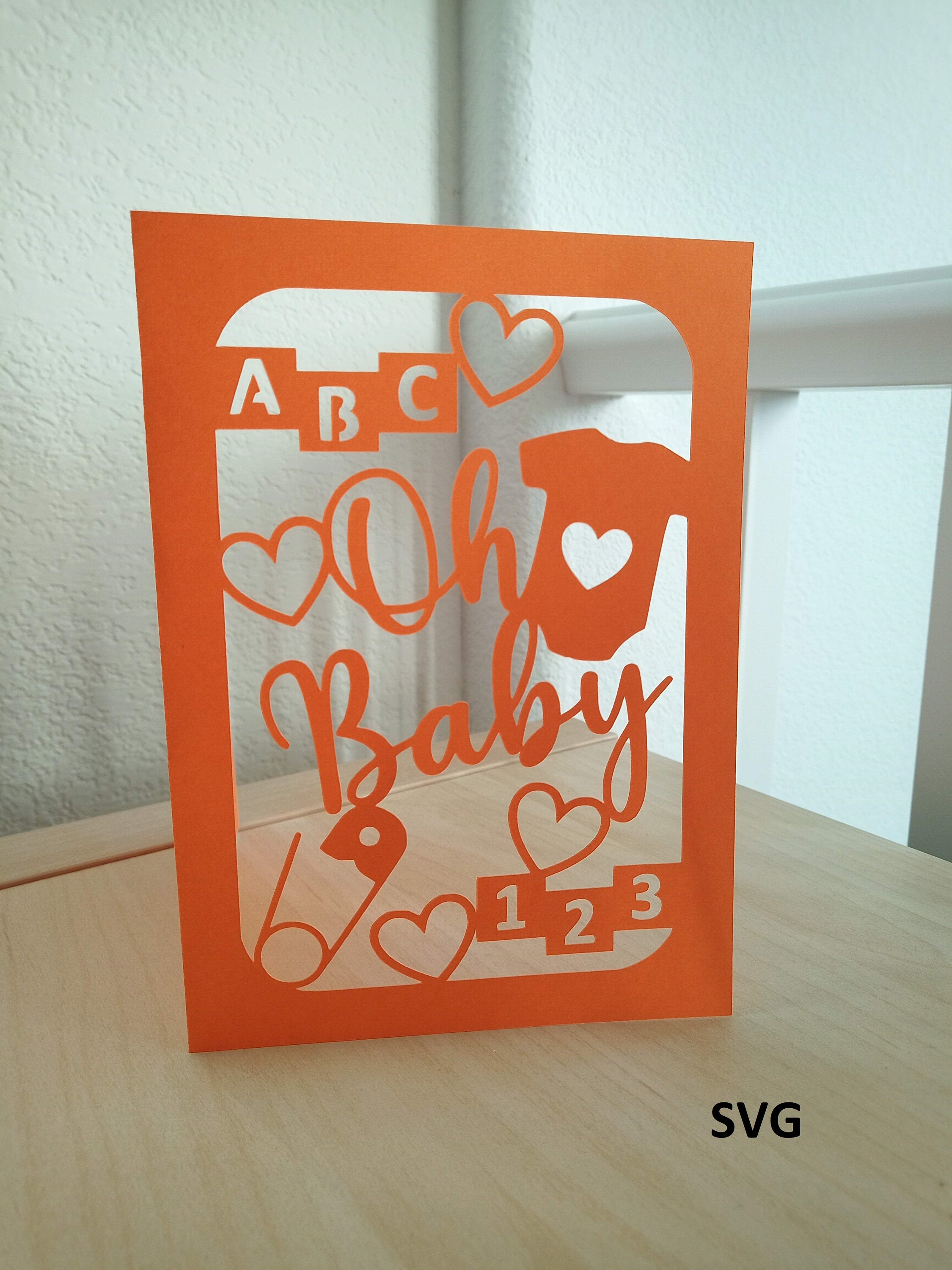 Download Svg Cut File Baby Shower Card Oh Baby Etsy