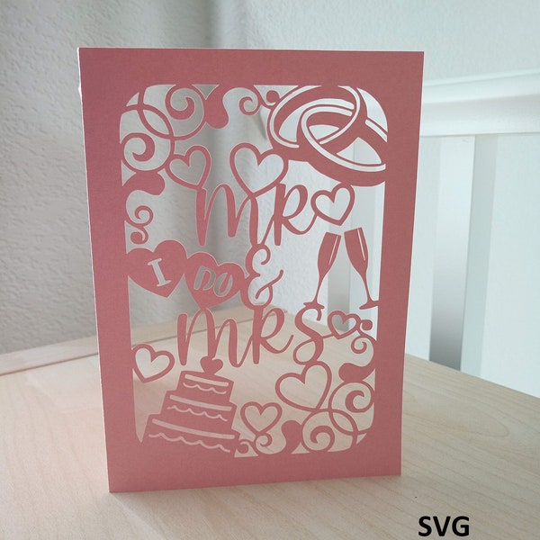 SVG Cut File Wedding Card, Mr & Mrs