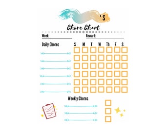 Weekly Chore Chart, Digital Download