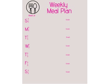 Weekly Meal Planner & Grocery List, Digital Download