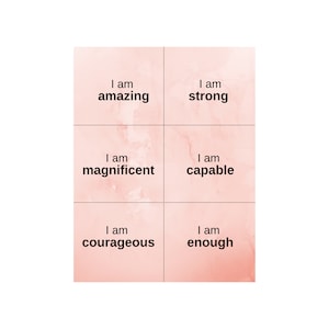 I AM Affirmation Cards, Inspirational Instant Printable, Digital Download with 42 Phrases