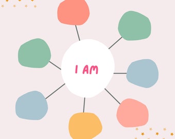 I AM Affirmation Blank Bubbles, Inspirational Instant Printable, Digital Download with 5 Pages, 7 Blank Bubbles