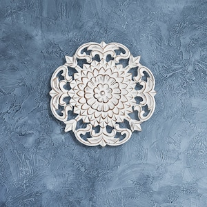 16&quot; Ornate Wall Decor -White, Wall Hanging, Home Decor, Wooden Wall Medallion, Indoor Decoration, Wall Panel, Decoration Panel, Wall Art