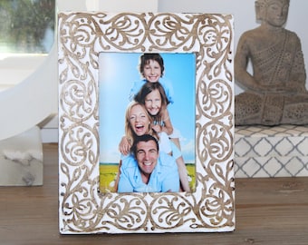Hand Carved Floral Wooden Picture Frame