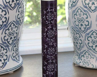 Purple Carved Floral Soapstone Incense Tower, Table Top Decor, Traditional Pattern, Hand Carved, Incense Burner