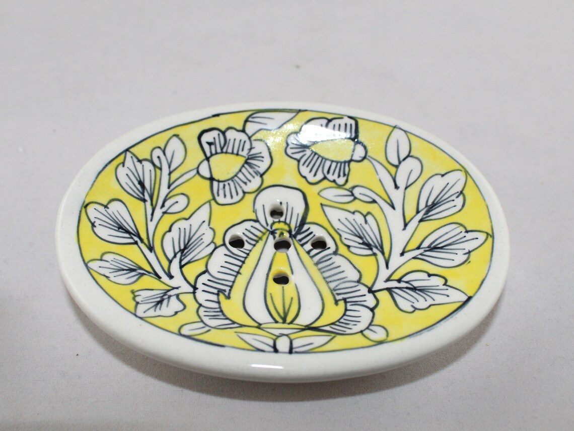 Yellow Ceramic Soap Dish Bathroom Accessories Home Decor Etsy