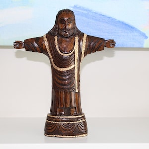 Drewniana figurka Chrystusa, Jezus, Chrześcijański, Religijny, Wielkanoc, Wystrój domu, Artykuły gospodarstwa domowego, Figurka, Statua, Wyroby z drewna, Rzeźbiony