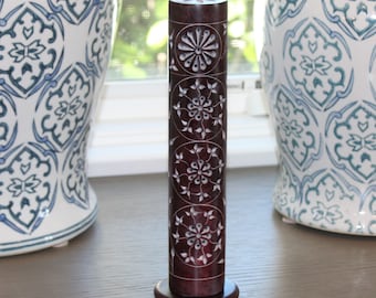 Hand Carved Floral Soapstone Incense Tower: Tabletop Decor