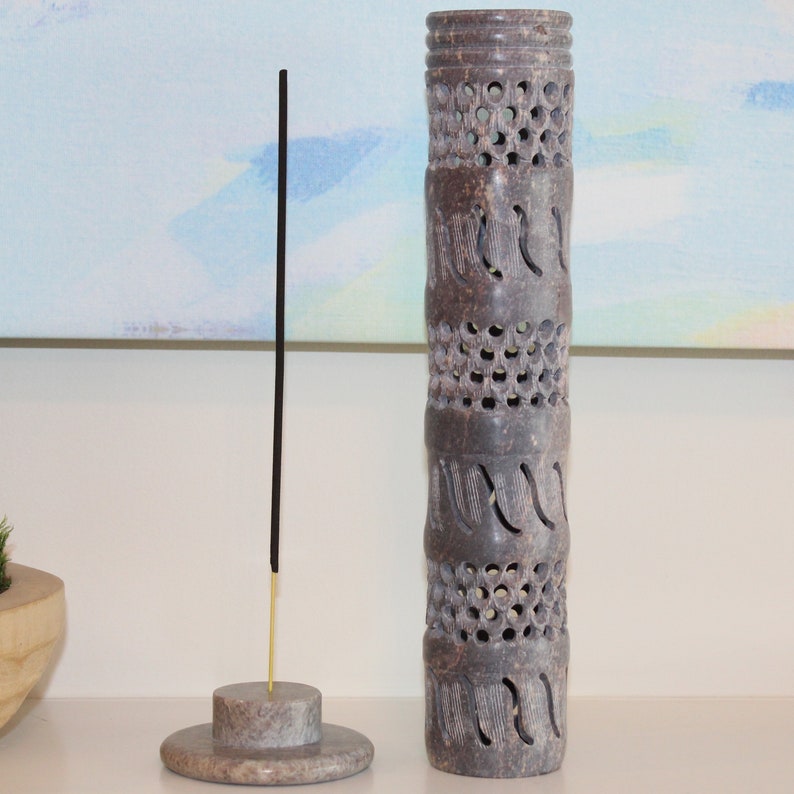 Carved Jali Soapstone Incense Tower Table Top Decor Etsy