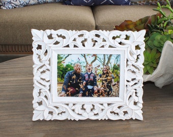 Hand Carved Intricate Wooden Picture Frame, Photo Frame, Bridal Frame, Wedding Gift, Bridal Shower, Gift For Mom, Gift For Her, 5x7 Frame