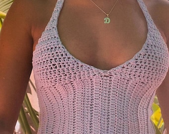 Lilac crochet handmade halter top