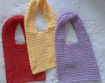 Handmade Crochet Versatile Eco-Friendly cotton yarn Mesh Tote Bag | Beach Grocery Bag Pool Days, Farmers Markets, Vacations