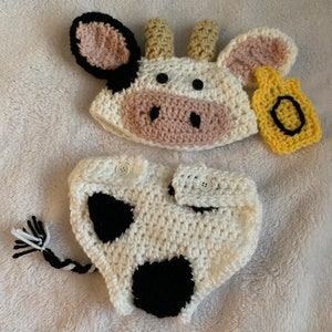 Crochet baby cow outfit