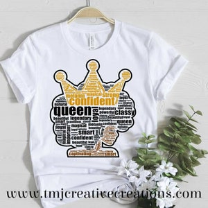 CROWN BLACK QUEEN Shirt Mom and Daughter Shirt Family Shirts Crown Queen Word Art Shirt Crown Queen Word Art T-Shirt Queen Shirts Queen Art