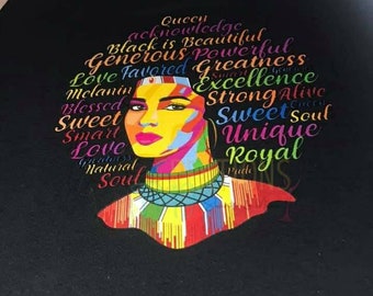 Afro Word Queen T-Shirt: Black Girl Magic Tee