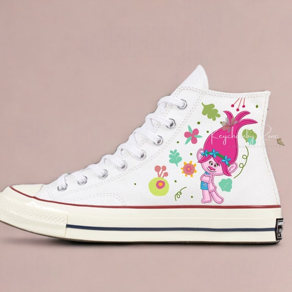 Personalize Paint Cartoon Pop.py and T.rolls Hand-Painted Canvas Shoes High Top Chuck Taylor Painted Sneaker Mother Day Gifts For Her