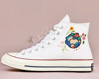 Personalize Handmade Painted Cartoon Sn.orlax Canvas Shoes High Top Chuck Taylor Custom Painted Cartoon Mother's Day Gifts For Woman