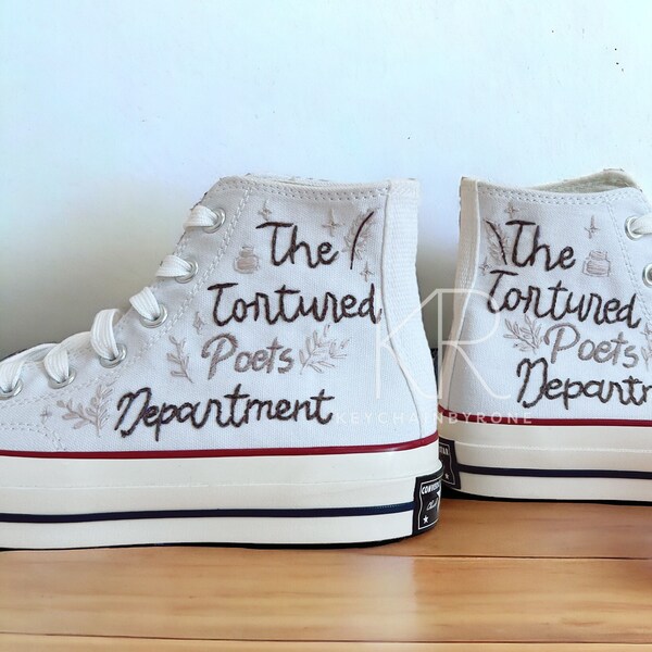 Custom Personalized Chuck Taylor Shoes Poet And Lyrics Embroidery Canvas Shoes Embroidered Star And Leave Shoes Gift For Her