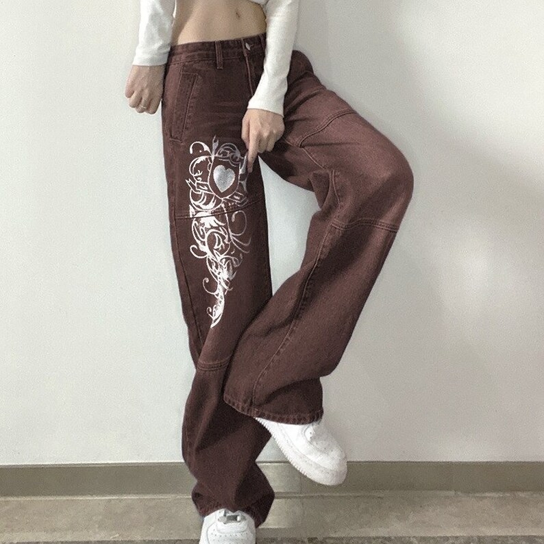 Women Baggy Jeans Y2K Pants Wide Leg Baggy Punk Trousers - Etsy