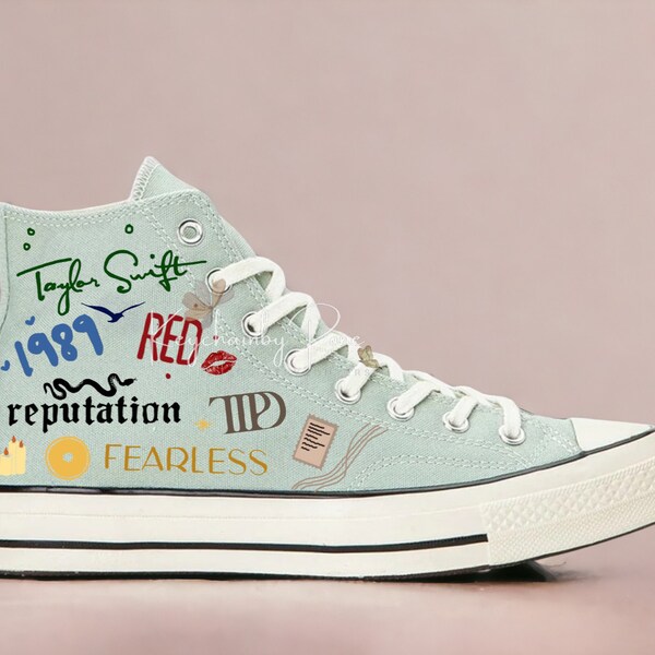 Op maat geschilderde album schoenen Chuck Taylor All Star jaren 1970 gepersonaliseerde gedrukte schoenen hoge top canvas ontwerp Moederdag cadeaus voor haar