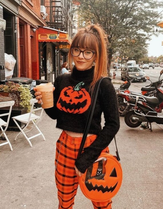 Gothic Black Pumpkin Print Women's 