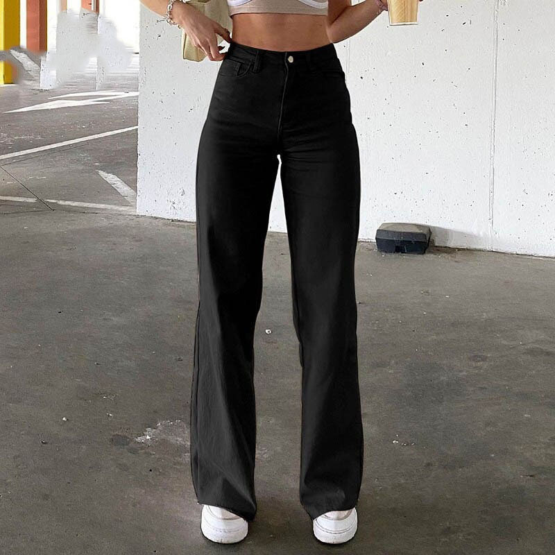 Brown Y2K High Waist Stretch Wide Leg Trousers Jeans Casual - Etsy
