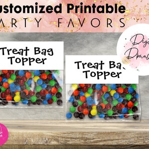 Customized Printable Party Favors, Custom Treat Bag Toppers, Custom Design, PDF Download, Birthday Party, Party Labels, Party, Printable