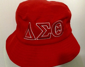 Delta Sigma Theta Red Embroidered Bucket Hat—2 Sizes