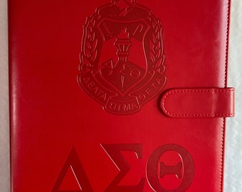 Delta Sigma Theta Red Embossed Pad Portfolio