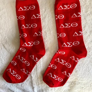 Delta Sigma Theta Red Logo Socks—Fits Sizes 8-11