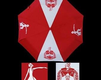 Delta Sigma Theta Red and White Automatic Folding Umbrella