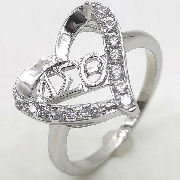 Delta Sigma Theta 925 Silver Heart  Ring