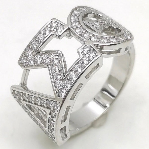 Bague lettre grecque Delta Sigma Theta en argent 925