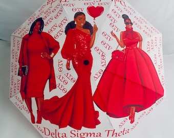 Delta Sigma Theta Sistas in Red Folding Umbrella